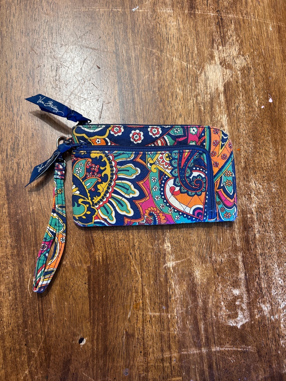 Vera Bradley Navy Multi Paisley Wristlet Clutch